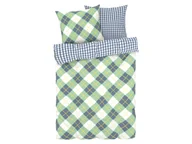 Pościel - LIVARNO home Pościel satynowa, 220 x 200 cm (Kratka/ zielony/ biały) - miniaturka - grafika 1
