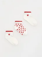 Buciki dla niemowląt - Reserved - Skarpetki w serduszka 3 pack - złamana biel - miniaturka - grafika 1