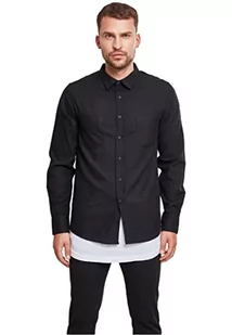 Urban Classics Męska koszula flanelowa w kratkę, z długim rękawem, górna część dla mężczyzn z kieszeniami na piersi, dostępna w wielu wariantach kolorystycznych, rozmiary XS-5XL, Blk/Blk., M - Koszule męskie - miniaturka - grafika 1
