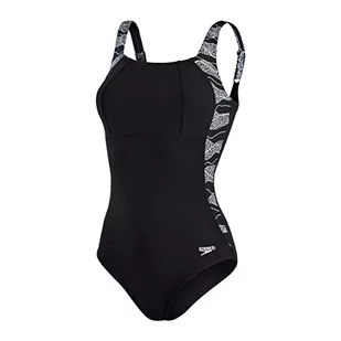 Speedo Damski strój kąpielowy LunaLustre z nadrukiem 1 szt. czarny/biały strój kąpielowy/kostium kąpielowy, czarny/biały, 38 - Stroje kąpielowe - miniaturka - grafika 1
