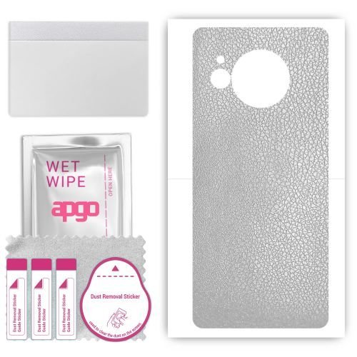 folia naklejka skórka strukturalna na TYŁ do Sharp Aquos R8s - Skóra Srebrna - apgo SKINS