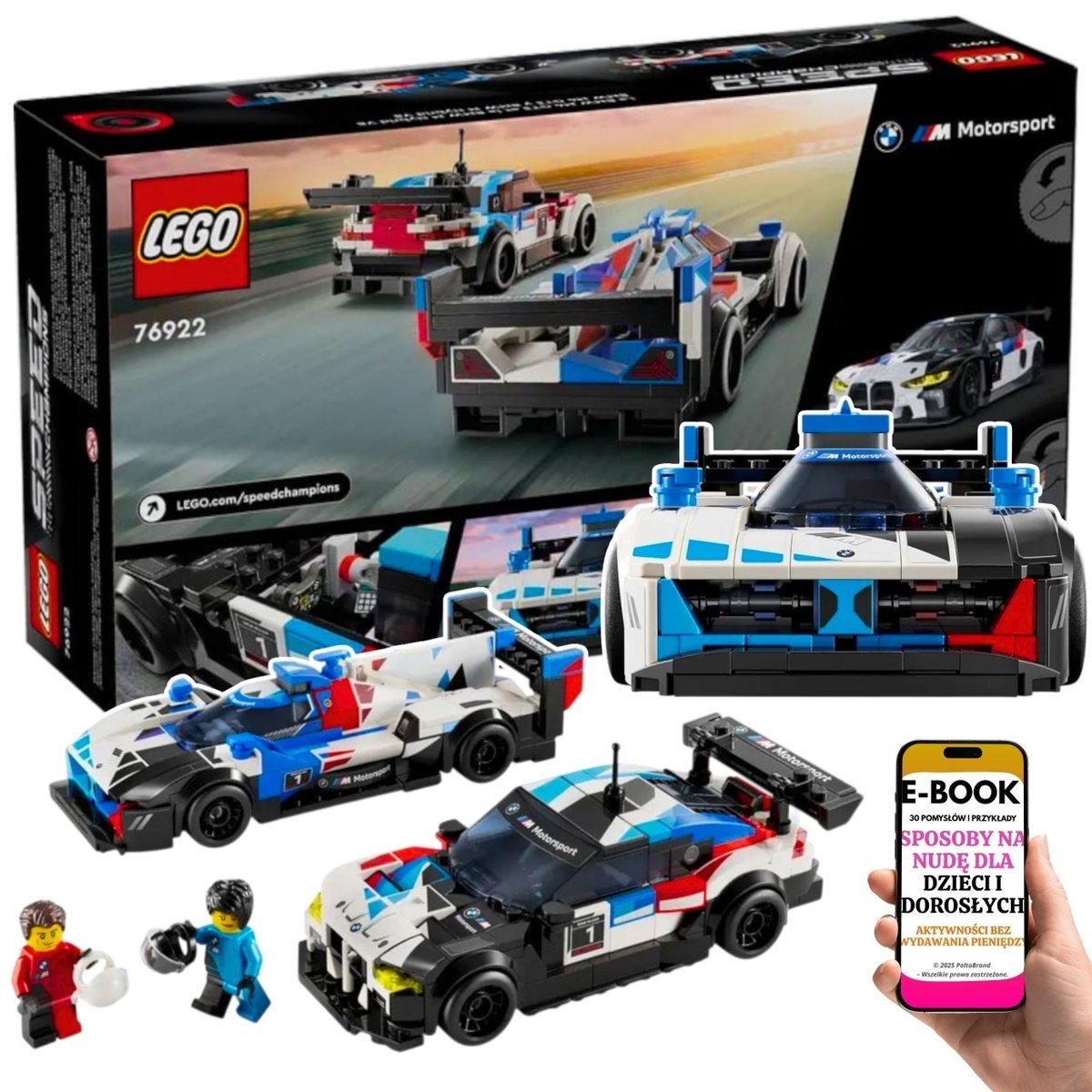 LEGO Speed Champions BMW M4 GT3 + M Hybrid V8 76922 • KOLEKCJONERSKI ZESTAW 2 AUT • LEGO PREZENT DLA DZIECKA 9+ LUB DOROSŁEGO FANA BMW + EBOOK-3
