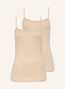 Schiesser Topy Modal Essentials, 2 Szt. beige - Koszulki i topy damskie - miniaturka - grafika 1