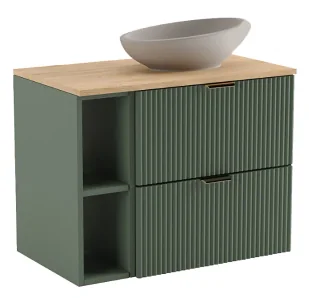 Szałwiowa Ryflowana Szafka Pod Umywalkę Z Orzechowym Blatem R5-F08 - Szafki łazienkowe Szałwiowa Ryflowana Szafka Pod Umywalkę Z Orzechowym Blatem R5-F08 - Szafki łazienkowe - miniaturka - grafika 1