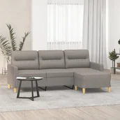 Sofy i kanapy - vidaXL 3-osobowa sofa z podnóżkiem, taupe, 180 cm, tkaniną - miniaturka - grafika 1