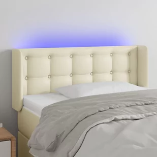 Lumarko Zagłówek do łóżka z LED, kremowy, 83x16x78/88cm, sztuczna skóra - Inne meble do sypialni - miniaturka - grafika 1