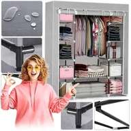 Szafy - WYSOKA SZAFA MATERIAŁOWA 12 PÓŁEK WIESZAK 170x135 - miniaturka - grafika 1