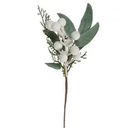 Ozdoby bożonarodzeniowe - Gałązka świąteczna białe jagody 25 x 12 cm - miniaturka - grafika 1