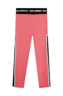 Spodnie i spodenki dla dziewczynek - Karl Lagerfeld legginsy dziecięce kolor różowy z nadrukiem - miniaturka - grafika 1