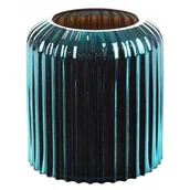 Wazony i flakony - Szklany Wazon Dekoracyjny Nela 15X16 Ciemnoturkusowy + Złoty - miniaturka - grafika 1