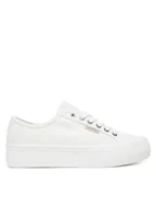 Trampki damskie - Calvin Klein Jeans Tenisówki Vulc Flatform Ctn Logo Tag YW0YW01838 Biały - miniaturka - grafika 1