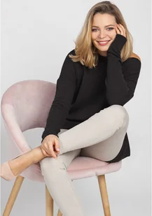 Dzianinowa bluza, SWE169 czarny MKM - Bluzy damskie - miniaturka - grafika 1