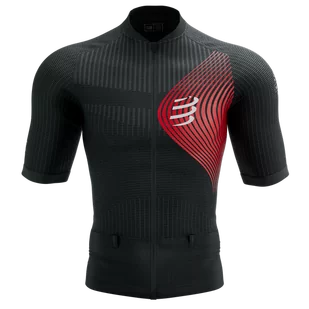 COMPRESSPORT Koszulka kompresyjna do biegania TRAIL POSTURAL SS TOP black red - Koszulki sportowe męskie - miniaturka - grafika 1