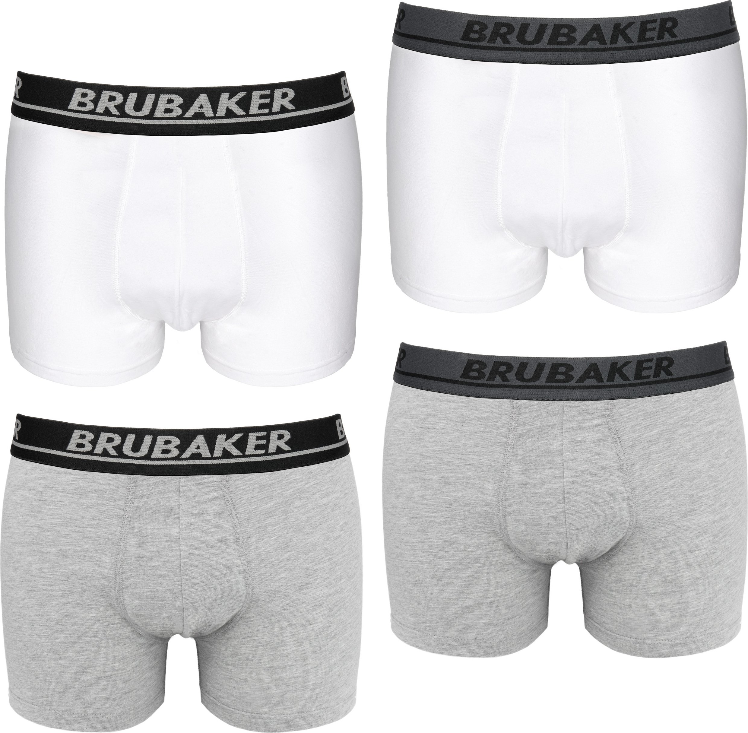 Bokserki męskie retro Brubaker - 4-pak retro szortów - Bokserki hipster z elastycznym pasem Wygodne i oddychające bez rozcięcia - Bielizna męska wykonana z bawełny i Lycry®