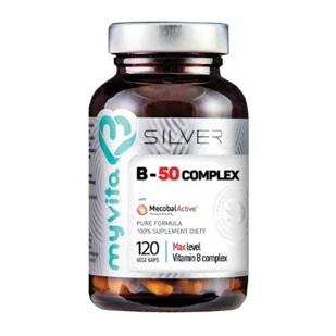 MyVita SILVER 100% Witamina B-50 Complex MAX 120kaps. 21PRJWIBE2 - Suplementy naturalne - miniaturka - grafika 1
