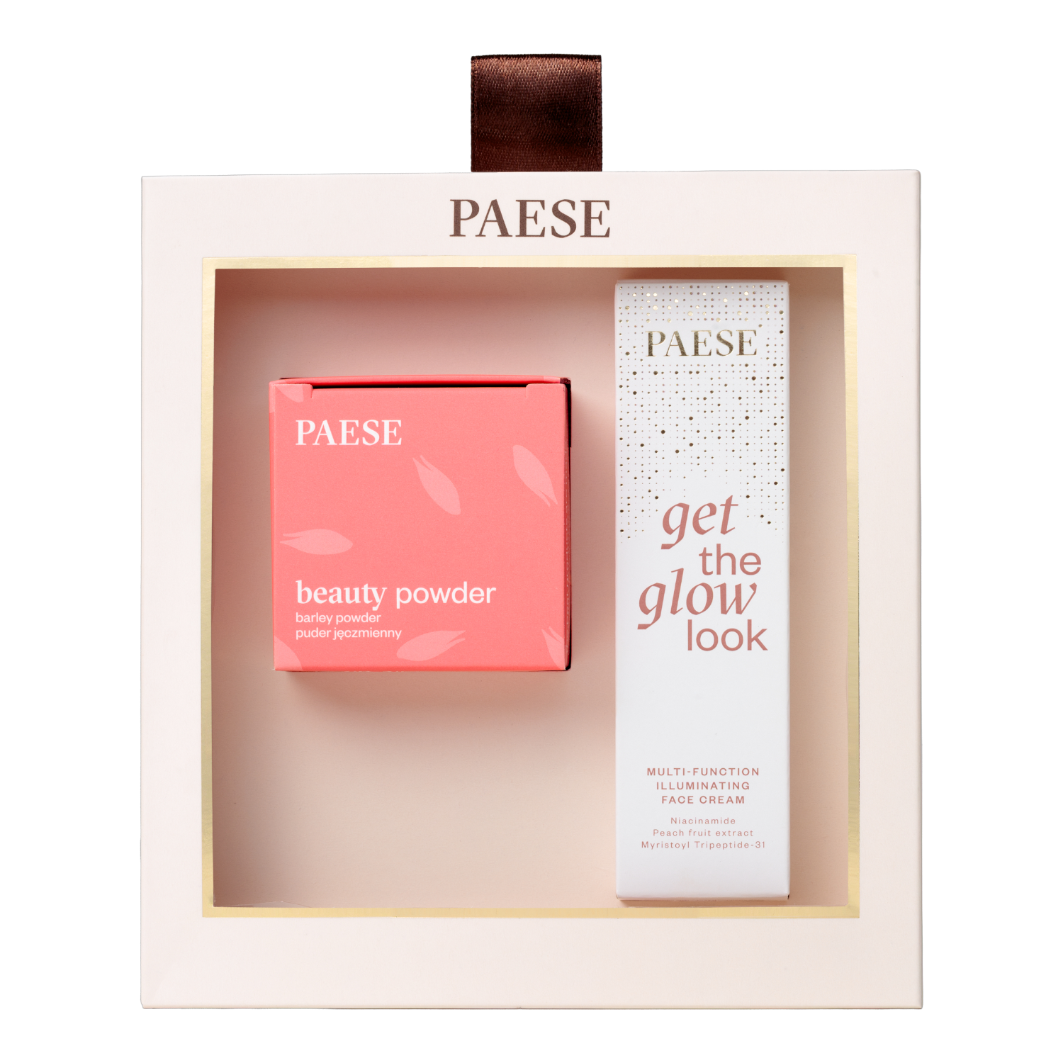 Paese Zestaw prezentowy: Get The Glow Look Krem + Sypki puder jęczmienny
