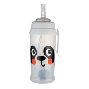 CANPOL Bidon niekapek z silikonowym ustikiem i rurką 350ml Panda - Kubki dla dzieci - miniaturka - grafika 1