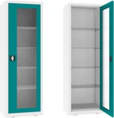 Meble i wyposażenie gabinetów medycznych - NSML.101.9010.5018 szafa lekarska 1-skrzydłowa 1-komorowa biało-turkusowa - miniaturka - grafika 1