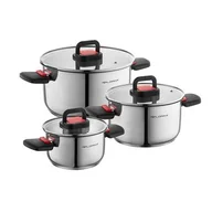 Garnki - Komplet 3 garnków nierdzewnych Space z pokrywkami 1,8 l + 3,7 l +6 l srebrny - miniaturka - grafika 1