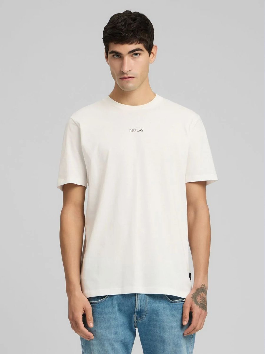 t-shirt uomo replay m3098.2660 011 natural white