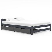 Łóżka - shumee Rama łóżka z 2 szufladami ciemnoszara sosnowa 180 x 200 cm - miniaturka - grafika 1