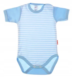 Body KRÓTKI rękaw 100% Bawełna PASKI BŁĘKIT r 86 KLEKLE - Body dla niemowląt - miniaturka - grafika 1