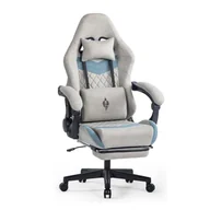 Fotele gamingowe - Fotel gamingowy z podnóżkiem Fotel gamingowy z tkaniny Fotel biurowy z podparciem lędźwi Ergonomiczny fotel gamingowy Fotel gamingowy o nośności 150 kg - miniaturka - grafika 1