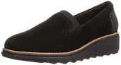 Sneakersy damskie - Clarks Damskie sneakersy Sharon Dolly, Black Suede W Dark Tan Welt, 37.5 EU - miniaturka - grafika 1