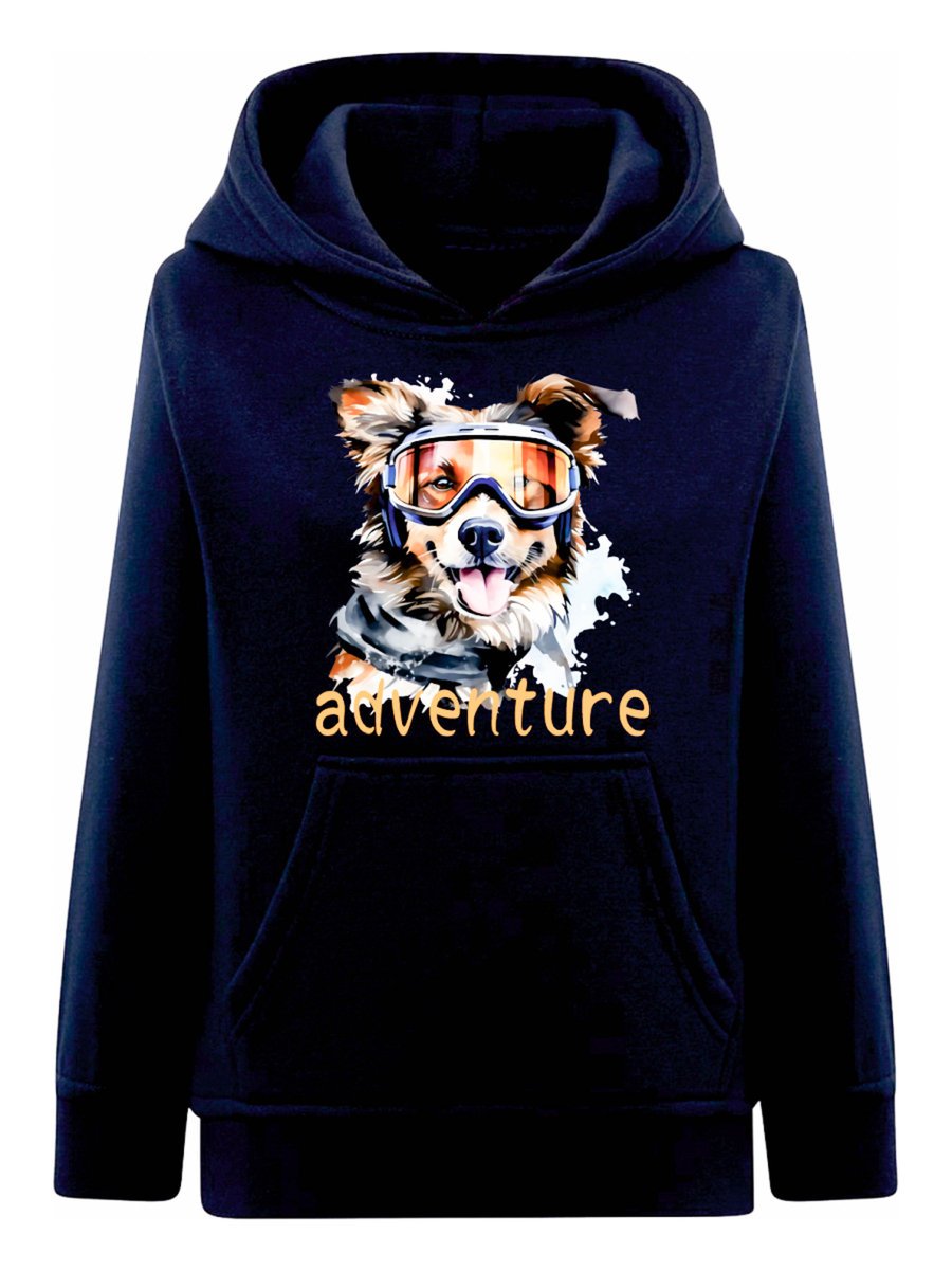 Chłopięca bluza z kapturem nadruk psa w goglach granatowa Tup Tup