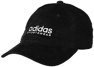 Czapki damskie - adidas Sztruksowa czapka z daszkiem, Czarny/szary dwa, M - grafika 1