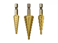 Wiertła - Zestaw wierteł stożkowych 1/4" HSS 3 szt. GEKO - G38570 - miniaturka - grafika 1