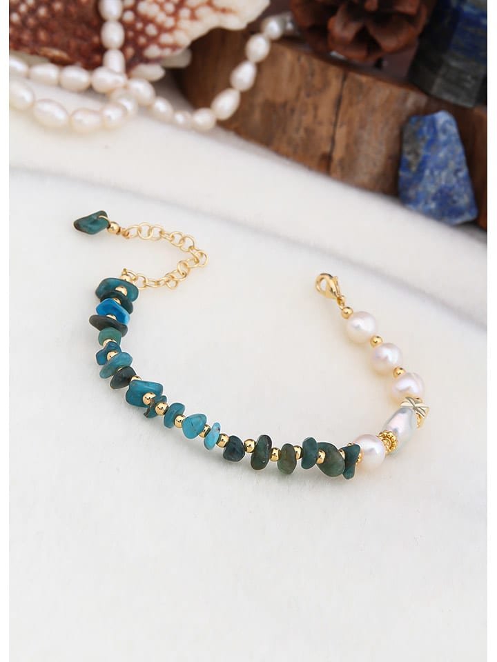 L'Atelier de Gaia Pozłacana bransoletka z perłami i opalami