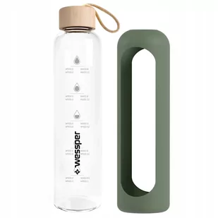 Wessper B1 Borosilicate 500 ml Szklana butelka na wodę z miarką motywacyjną z oliwkowym etui - Butelki filtrujące - miniaturka - grafika 4