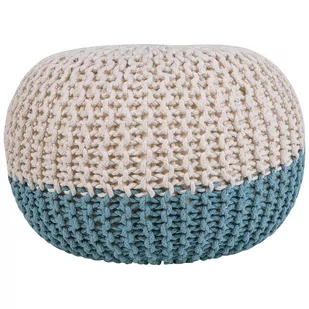 Beliani Puf 50 x 35 cm niebiesko-beżowy CONRAD - Taborety i hokery - miniaturka - grafika 1