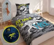 Pościel dla dzieci - Detexpol Pościel świecąca w ciemności 140x200 Dinozaury T-Rex szkielet moro szara 3042 A 2339 - miniaturka - grafika 1