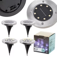 Lampy ogrodowe - Lampy ogrodowe solarne najazdowe gruntowe 8LED 4szt. zimny biały - miniaturka - grafika 1