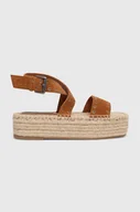 Sandały damskie - Pepe Jeans sandały zamszowe PLS90657 damskie kolor brązowy na platformie TRACY ANTIQUE - miniaturka - grafika 1