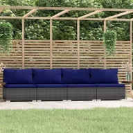 Sofy ogrodowe - Lumarko 4-osobowa sofa ogrodowa z poduszkami, szary rattan PE - miniaturka - grafika 1