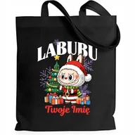 Torby i wózki na zakupy - Torba EKO Czarna Shopper POD CHOINKĄ *IMIĘ* Prezent Na Święta Wzory - miniaturka - grafika 1