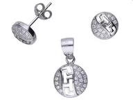 Zestawy biżuterii dla kobiet - Komplet srebrny 925 cyrkonie grecki wzór 2,59 g - miniaturka - grafika 1