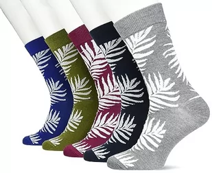 JACK & JONES Jacalm Leaves Socks 5 par skarpety Mężczyźni, Navy Blazer/Pack: Olive Bramch - Purple Portion - Mid Grey Melange - Nautical Blue, Rozmiar uniwersalny - Skarpetki męskie - miniaturka - grafika 1
