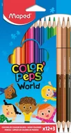 Przybory szkolne - Maped Kredki Colorpeps World trójkątne 12 kolorów - miniaturka - grafika 1