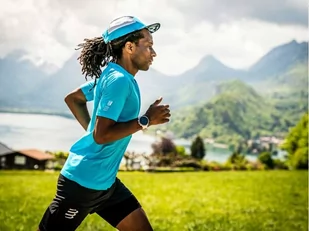 COMPRESSPORT Koszulka biegowa TRAIL HALF-ZIP FITTED SS TOP hawaiian/shaded ocean - Koszulki sportowe męskie - miniaturka - grafika 3