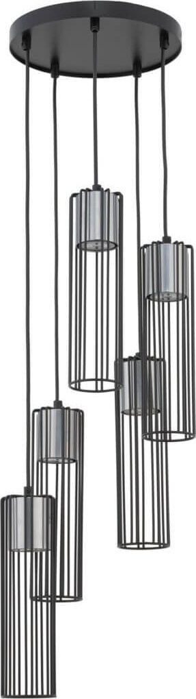 Lampa wisząca Sigma Lampa wisząca Fobia z drucianymi kloszami czarna srebrna