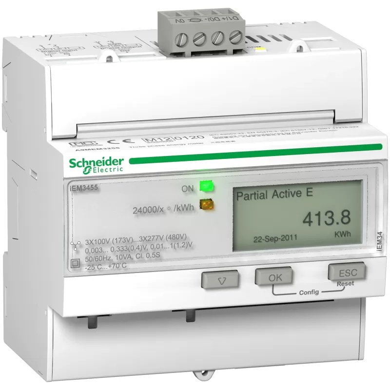Schneider A9MEM3455 IEM3455 licznik energii, modbus, 1 DI, 1 DO, LVCT A9MEM3455