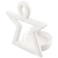 Ozdoby bożonarodzeniowe - Aniołek z ceramiki na telight, 8,5 cm biały do postawienia - miniaturka - grafika 1