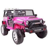 Pojazdy elektryczne dla dzieci - Import SUPER-TOYS WIELKI DZIP 4X4 ROUGH SPEED FUNKCJA BUJANIA WALIZKA RADIO FM MIĘKKIE KOŁA/XMX-617 XMX-617-RÓŻOWY - miniaturka - grafika 1