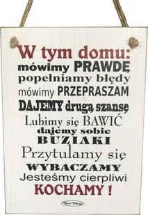 Tabliczka drewniana - W tym domu: mówimy prawdę, popełniamy błędy... - Dewocjonalia - miniaturka - grafika 1