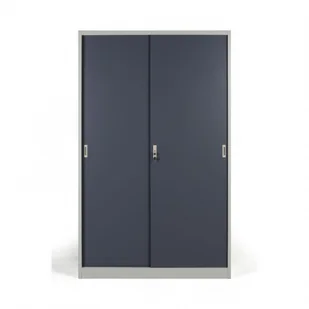 B2B Partner Metalowa szafa z przesuwnymi drzwiami, demontowana, 4 półki, 1200 x 1990 x 450 mm, ciemnoszary 908021 - Szafy biurowe - miniaturka - grafika 1