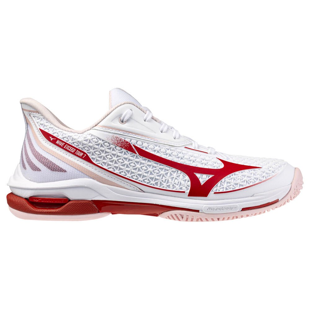 Damskie buty tenisowe Mizuno Wave Exceed Tour 7 AC W White/Fiery Red/Pinkesque EUR 38